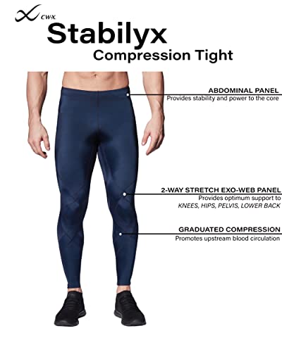 CW-X Men's Stabilyx Joint Support Compression Tights, Pants for Running and Recovery, 225809A, True Navy, Medium4