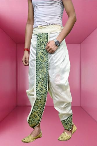 Image of Men's Ready to Wear Pant System MARWADI Embroidered Dhoti for Marriage, Party, Pooja, Festival etc. (GC009)