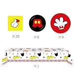 OULUN Mouse Theme Party Supplies Kit, 16 Paper Plates (8pcs 9 inch, 8pcs 7 inch), 20 Napkins, Table Cloth, Red, Mouse Cartoon, Birthday - Image 3