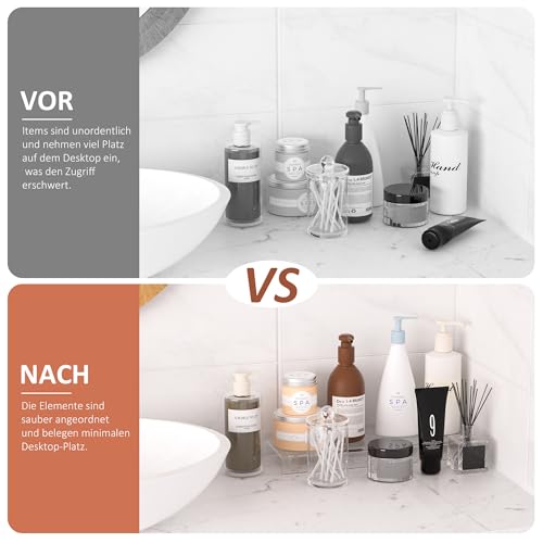 Sezanrpt Acrylregalheber 30x10x2.5cm Packung zu 2, Ablageorganizer aus Acryl für die Arbeitsplatte zum Aufstellen von Figuren, Kosmetik, Taschen, Schuhen, Spielzeugen, Sammlerartikeln, 30x10x2.5cm