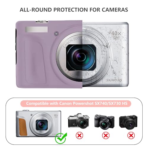 Funda de silicona para Canon PowerShot SX740/SX730 HS con protector de pantalla y correa miniatura 2