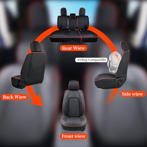 Image of Coverado Seat Covers for Jeep Wrangler, Car Seat Covers Full Set 4 Door JL Accessories Custom Fit for Rubicon Sahara Sport S Altitude Willys Unlimited 2018-2026 (Red Line)