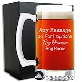 Personalized Etched Custom Message 25oz Glass Beer Mug, Your Text Here, Customized Engraved Groomsmen Gifts, Custom Beer Mug for Men, Father's Day, Birthday Gifts for Him, Regalos Personalizados