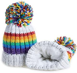 Gay Pride Rainbow Luxury Super Sherpa Fleece Lined Reflective Bobble Hat - White