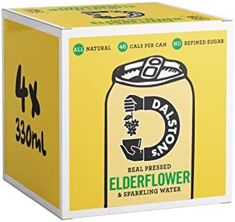 Dalston's Sparkling Elderflower Soda (4 x 330ml) - Real Pressed Elderflower & Sparkling Water - 46 Kcal - No Added Sugar - No Artificial Sweeteners - Healthy Alternative - Low Calorie - Vegan