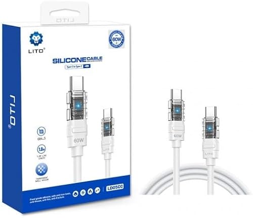 Lito LD05CL 27W Type-C to Lightning Silicone Cable, 1 Meter Length, White