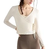 [Yomoment] カットソー ヨガウェア 長袖 クロップド フリルトップス レディース 羽織り Vネック 冷房対策 吸汗速乾 ストレッチ 快適 動きやすい カーディガン トレーニング フィットネス ピラティス スポーツ 紫外線対策 おしゃれ