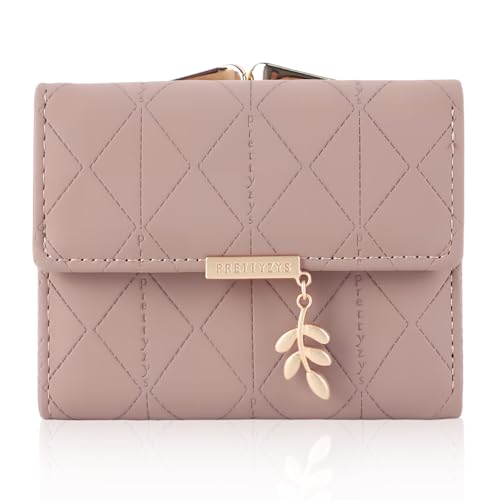 FEMONGY Portemonnaie Damen klein, Kleines Portemonnaie Damen, Separates Münzfach auf der Rückseite, Mehrere Fächer, Rot Rot