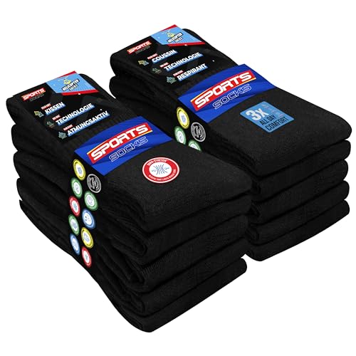 Men's Sports Socks 10-Pack Cushioned Crew Socks, Pack of 10 Pairs
