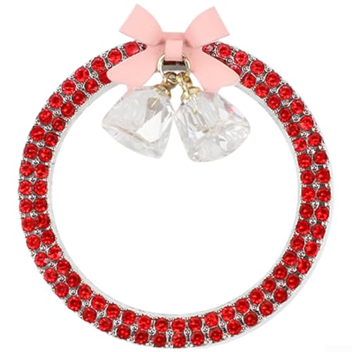 Car Ignition Switch Trim Accessory with Decorative Engine Start Stop Button Ring Featuring Bow and Zinc Alloy Material for Vehicle Interiors (Red)