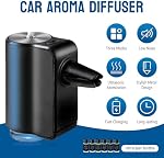 Featwell Car Air Freshener, Three Adjustable Modes Intelligent Car Aroma Diffuser, Rechargeable, Black