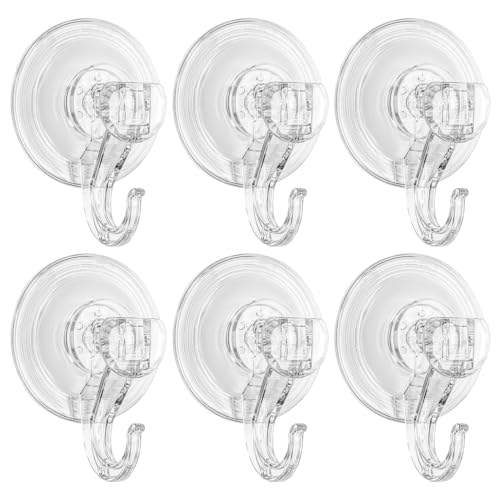 Saugnapf Haken, Wiederverwendbar Saughaken Extra Stark Vakuum Saugnapfhaken für Fenster Glas Bad Küche Badezimmer (Transparenz, 6 Stück)