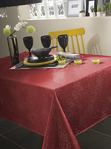 Nappe polyester rouge rectangulaire 140x300 cm CALITEX Electra salon