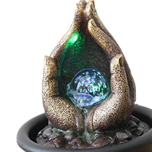 WeiLaiKeQi Fonte de água cascata interna de resina, plugue ue 220v, ornamento de mesa com bola de ro