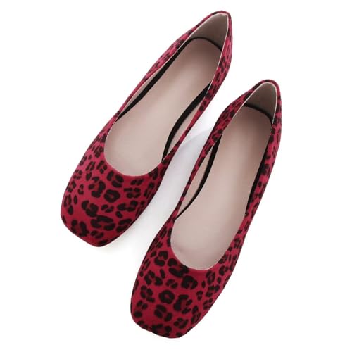 Image of ChaiRong Zhou Women Square Toe Ballets Flats Comfort Slip On Walking Shoes for Driving
