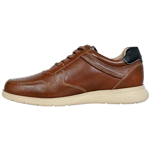 Image of Hx London Leather Men Perforations Round Toe Lightweight Sneakers