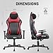 Devoko Gaming Stuhl mit 135° Verstellbarer Rückenlehne & 5-stufiger Lordosenstütze, 2D Armlehnen Ergonomischer Gamer Stuhl für Lange Gaming Sessions,bis 200 kg belastbar,Schwarz Rot