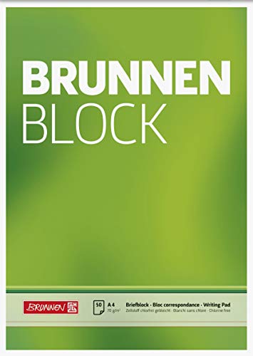 Bloc-notes A4 vierge Brunnen 1052726 papier blanc 50 pages pour bureau et dessin