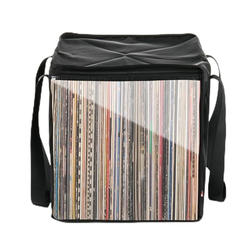 Rurunklee Vinyl LP Storage Box Case, 12'' Record Collapsible Storage Case 50 LPs DJ Storage Box Holds 50 Albums, Black