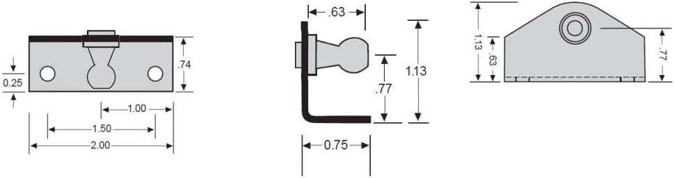 10mm Ball-Stud Brackets (4 Pack) (2" L x 0.75" W x 1.125" H) - Black Powder-Coating Over Zinc-Plating - Gas Strut Lift Support Fittings RT-60-00004-4