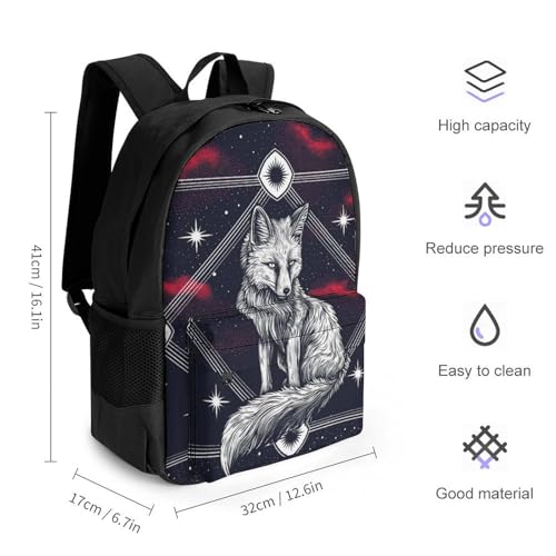 Supdreamc Polyester Daypack for Camping Travel Walking Cycling - Big Capacity Anti-Theft Multipurpose Bookbag, Galaxy Fox Art Camping Outdoor Backpack2
