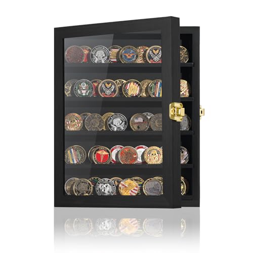 Meryndou Challenge Coin Display Case with Shelves