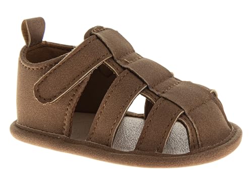 Avalanche Baby Infant Boy Newborn Non-Slip Soft Sandals Outdoor Casual Summer First Walkers Shoes, Dark Tan, 4