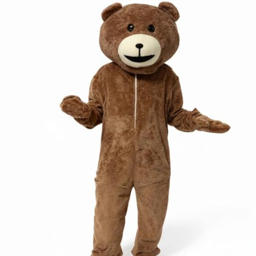 Déguisement ours peluche confortable avec fermeture avant facile à enfiler