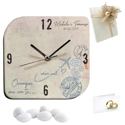 DETTAGLI: Orologio in Ecopelle con Aereo e Francobolli, Tema Viaggio e con possibiità di Personalizzazione Artigianale come in foto.