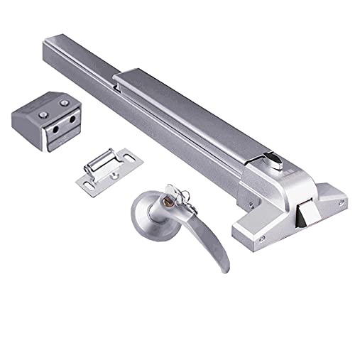 Coolous Controls Push Bar Panic Exit Device Aluminum, With Exterior Lever Trim (Aluminum) #TOP2