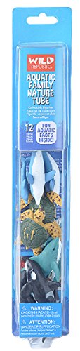 Wild Republic Aquatic Family Animal Figurines Tube, Ocean Toys, Shark, Dolphin, Sea Turtle, Orca, Sea Life Families Collection #TOP1