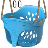 Picture of BeneLabel 600 LB Weight Capacity Full Bucket Toddler Swing Seat with Adjustable Height Rope from 4.2 to 6.7 FT High Back Bucket Seat Swing for Toddler - Cute Elephant Shape Design