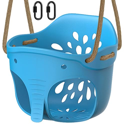 BeneLabel 600 LB Weight Capacity Full Bucket Toddler Swing Seat with Adjustable Height Rope from 4.2 to 6.7 FT High Back Bucket Seat Swing for Toddler - Cute Elephant Shape Design