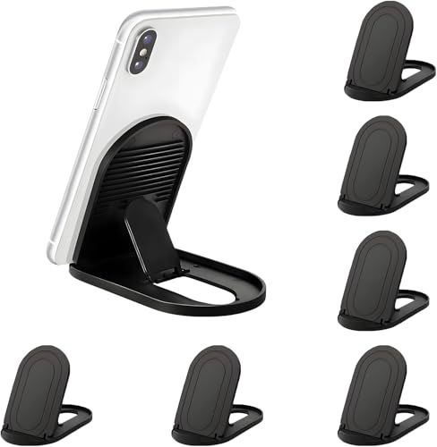 Cell Phone Stand [6 Pack], Adjustable Desktop Phone Holder for Desk, Foldable Travel Accessories, Portable Multi-Angle Dock Compatible with iPhone 17 16 15 14 Pro Max, Kindle, All Smartphones - Black
