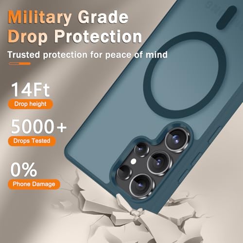 Image of YENAPOON for Samsung Galaxy S25 Ultra Case, Matte Magnetic Phone Cover [with 1 Screen Protector] [Support for MagSafe] [Shockproof Military Grade Protection] Translucent Frosted Back, Lavender Gray