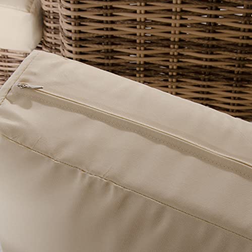 Verdelook Capri, Set Salotto Da Giardino Con Struttura In Metallo Verniciato, Composto Da 2 Poltrone, 1 Divano A 3 Posti E Un Tavolino, Colore Naturale - 9