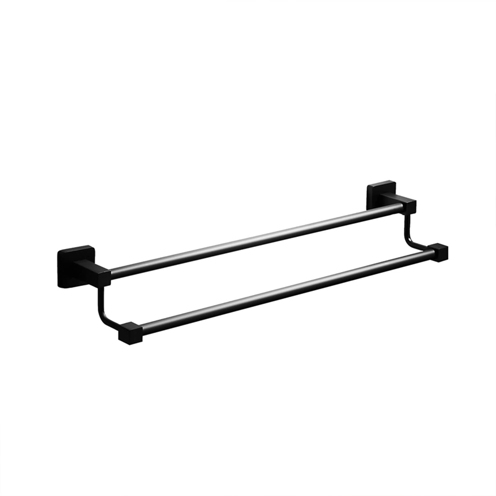 LMYSXAOZ SUS 304 Stainless Steel Black Square Towel Bar Rail, Wall Mounted Double Holder Rack for Bathroom Hardware and Kitchen, 40cm/50cm/60cm/70cm/80cm (Size : 50cm)