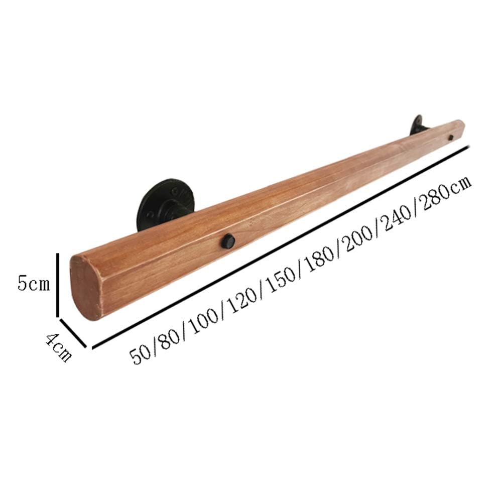 Neckip Home Staircase Handrails Wooden Non-Slip Stair Railing for Indoor Outdoor Safety Support Wall Mount Hand Rails with Installation Kit Easy to Install (Brown,100cm) - Image 3