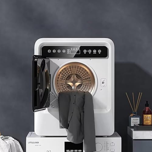 Secadora de ropa con ventilación de 1000 W, capacidad de secado de 4 kg, 3 temperaturas ajustables, tina de acero inoxidable / panel táctil inteligente LCD, para lavanderías,vehículos recreativos