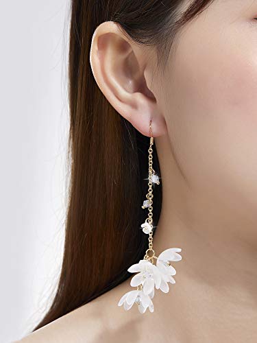 Kruckel Flower Blossom Mismatched Long Drop Dangling Earrings - Sparkly Golden Studs, Lightweight Jewelry for Women, Easy - Wear Fashion Design Accesory Packed with Durable Jewelry Box3