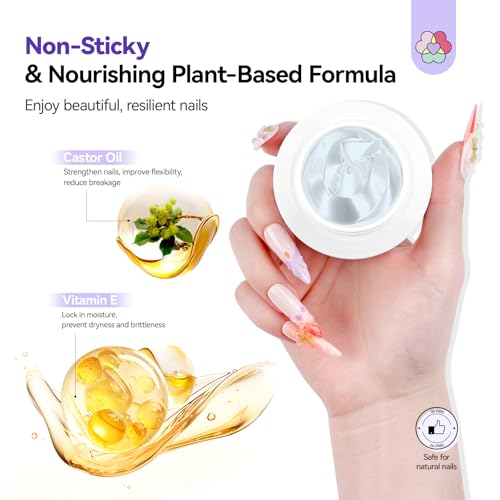Image of SAVILAND Pro Solid Builder Nail Gel for Nails with 30 g Rhinestone Glue Gel: 30 Days Long Lasting Clear 3D Nail Gel for Nail Extension Nail Art Salon