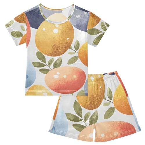 Summer Pajama Set Watercolor Easter Eggs Pattern, Short Sleeve Sleepwear Nightwear