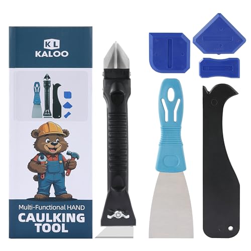 Silicone Caulk Remover Tool Kit, Grout Caulk Removal Tool, Putty Knife Scraper, 3 Glass Glue Corner...