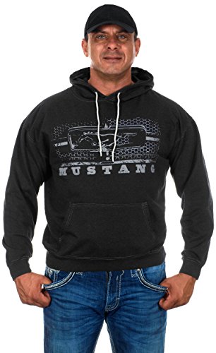 JH DESIGN GROUP Mens Ford Mustang Pullover Hoodie Grill Logo Charcoal Gray Sweatshirt (X-Small GRI4-charcoal gray)