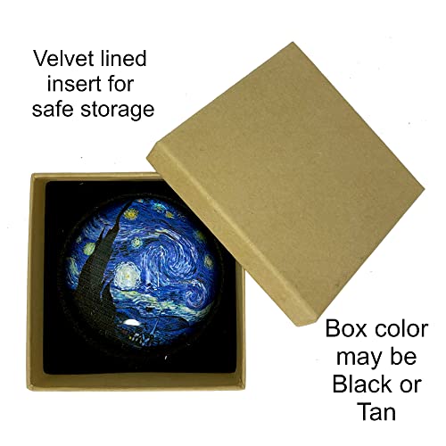 The Joy Tree Starry Night Van Gogh Art Under Glass Paperweight, Gift Boxed 3" #TOP1