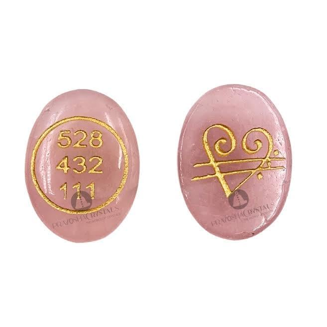 PRAYOSHACRYSTALS Natural Stone Rose Quartz Zibu Sign Coin with Angle No for Abundance in Relationship matters Certified Feng Shui Pretty Pink Coin 1 Pc Both Side (Rose Quartz)