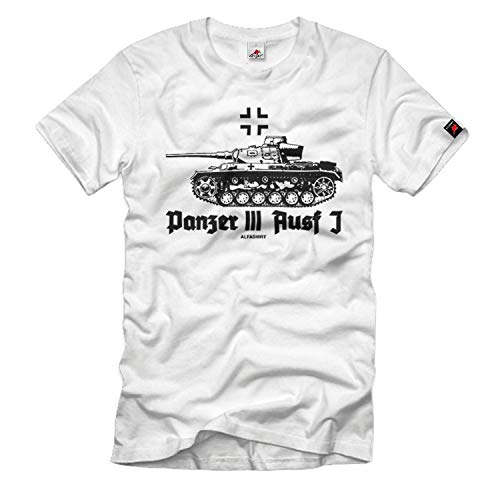 Camiseta Panzer III Ausf J con Estampado de Alta Densidad WW2 en Talla Especial 5XL Blanca