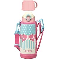 サーモス 真空断熱 2WAYボトル 830ml 800ml リボン　水筒 真空断熱2WAYボトル800ml ブラックイエロー｜サーモス 水筒