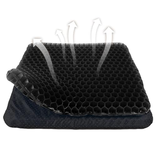 Yimiyaa Gel Seat Cushion, Double Thick Egg Gel Cushion for Pressure Pain Relief, Breathable Wheelchair Cushion Chair Pads for Car Seat Office Chair Black