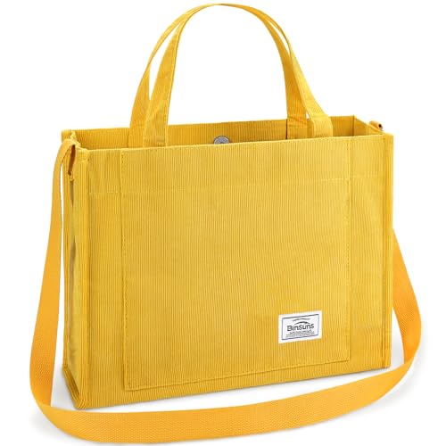 Image of Corduroy Tote Bag for Women Small Satchel Bag Mini Tote Bag Aesthetic Crossbody Handbag - School Work Travel Shopping